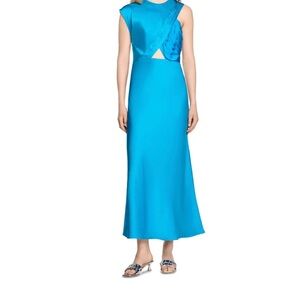 Sandro brand new with tags .Blue One Shoulder Sheath Cocktail Dress . No damage